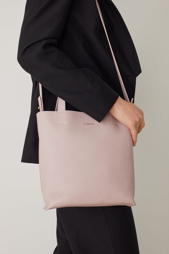 Leather tote bag with shoulder strap