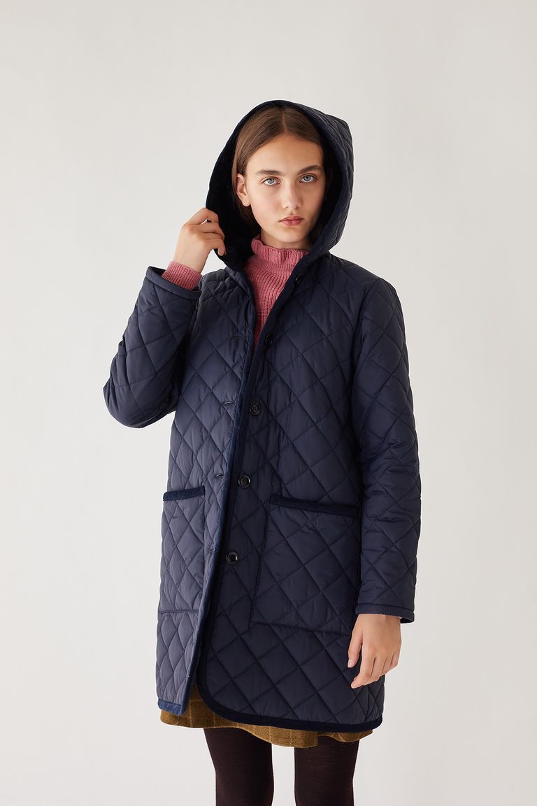 Womens quilted coat with on sale hood