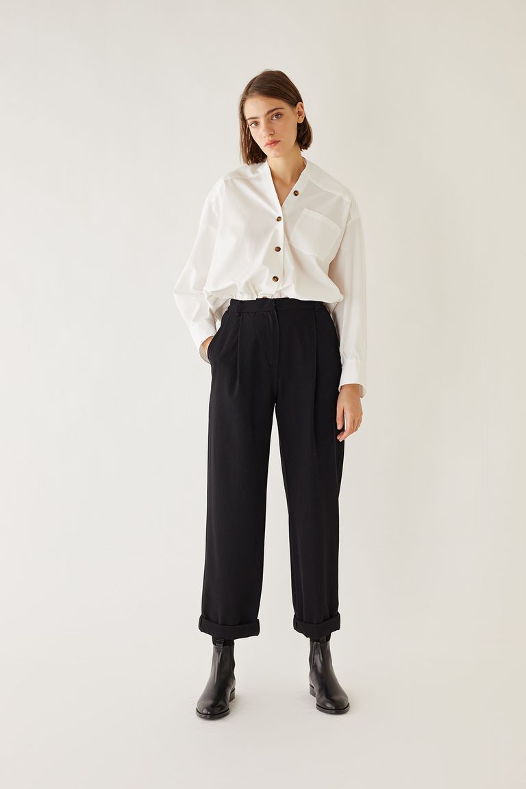 Virgin wool trousers with elastic band