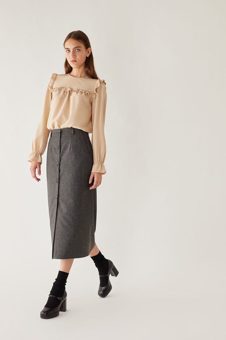 Button down 2025 full length skirt