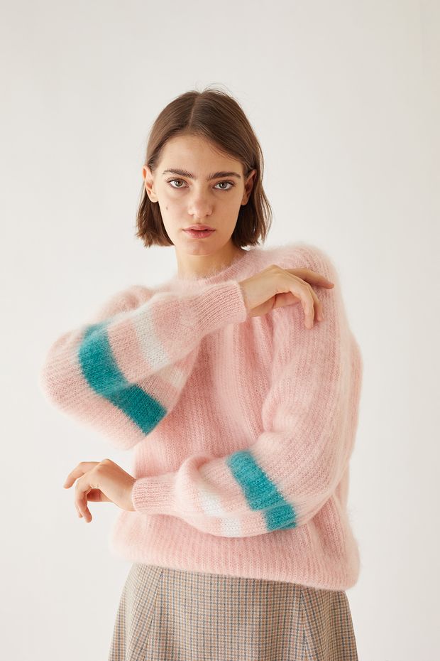 Mohair blend crew-neck with balloon sleeves