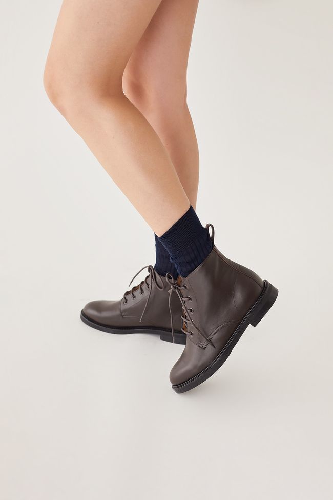 Leather lace-up ankle boots