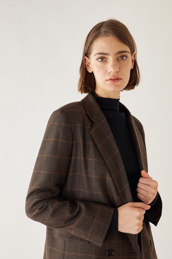 Double-breasted check jacket