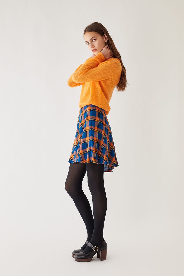 Blue yellow plaid on sale skirt