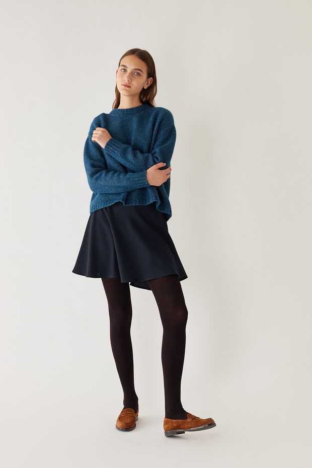 Wool mini skater skirt