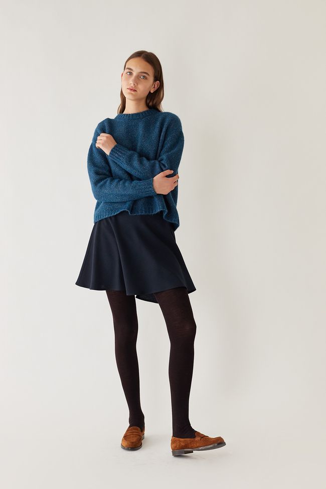 Wool mini skater skirt