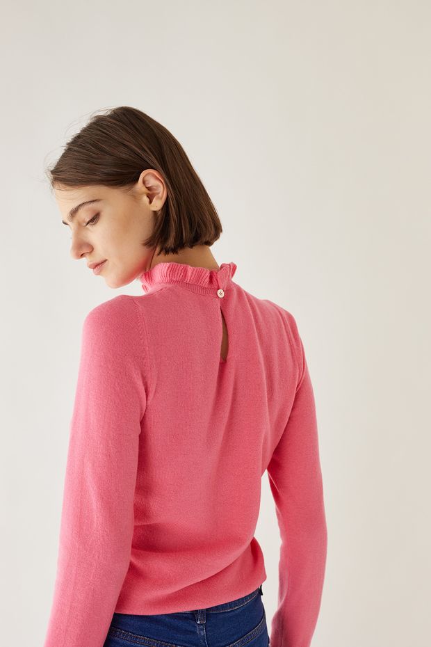 Extra fine wool jumper with ruffles