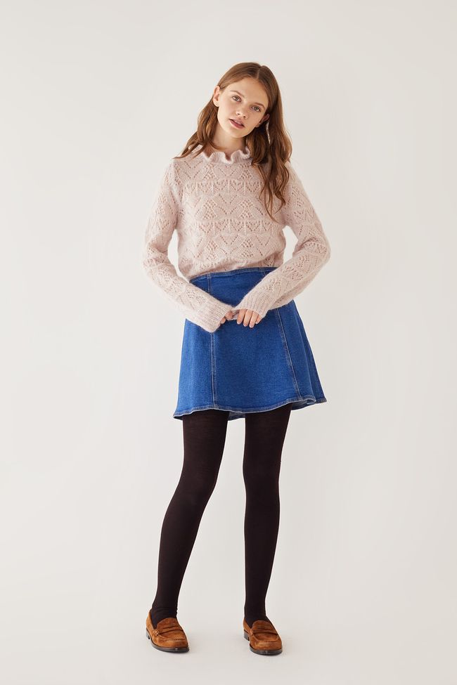 Openwork jumper with piecrust collar Women's Clothing Online Made in
