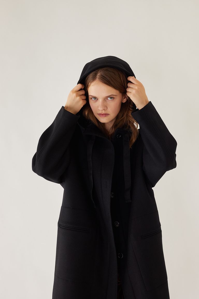 Cappotto nero lana donna sale