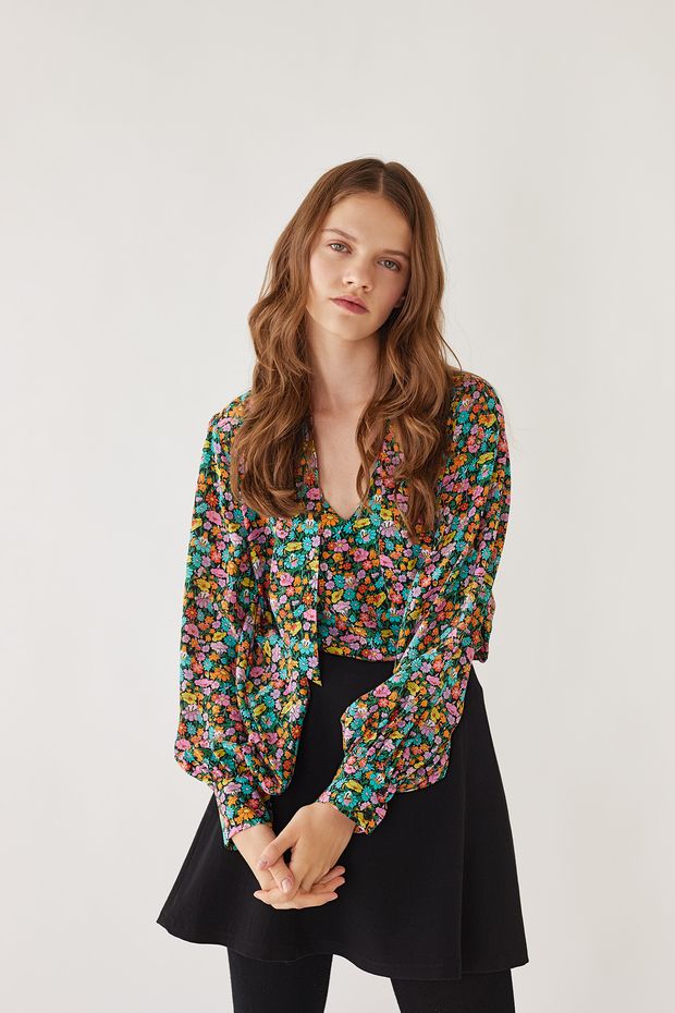 Silk blouse with bow  – Liberty Fabric