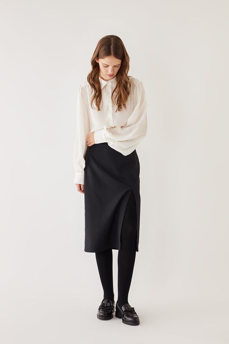 Pleated A-Line Wool-Cashmere Mini Skirt | Endource