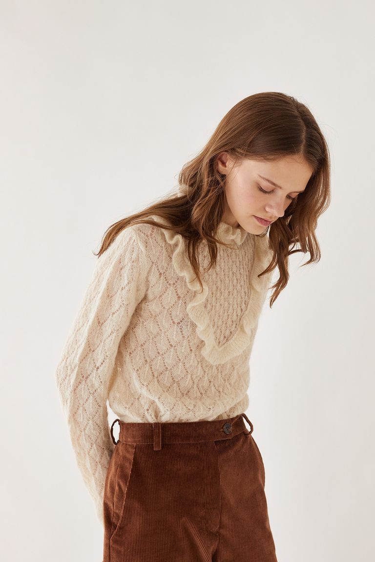 Ruffled openwork knit - Women's Clothing Online Made in Italy