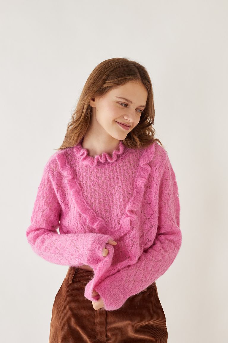 Ruffled openwork knit - Women's Clothing Online Made in Italy