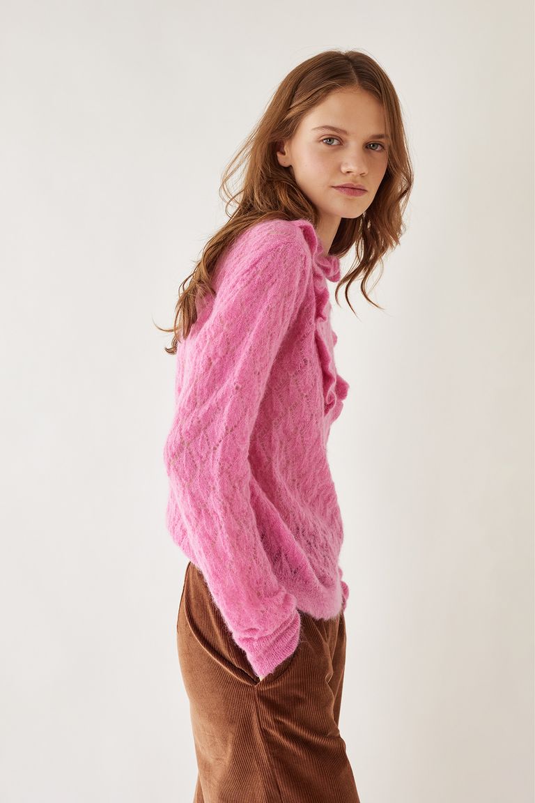 Ruffled openwork knit - Women's Clothing Online Made in Italy