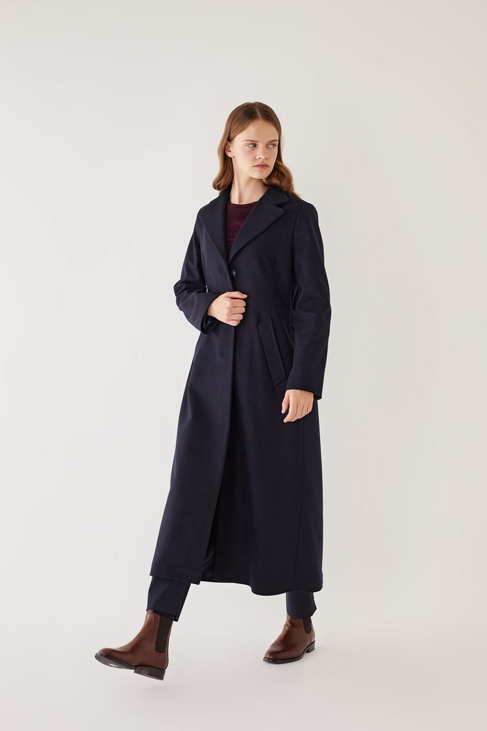 Cappotto lungo in lana vergine - Abbigliamento donna made in italy