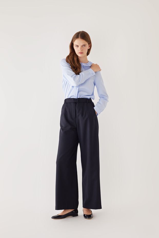 Fluid wool pants with matching belt
