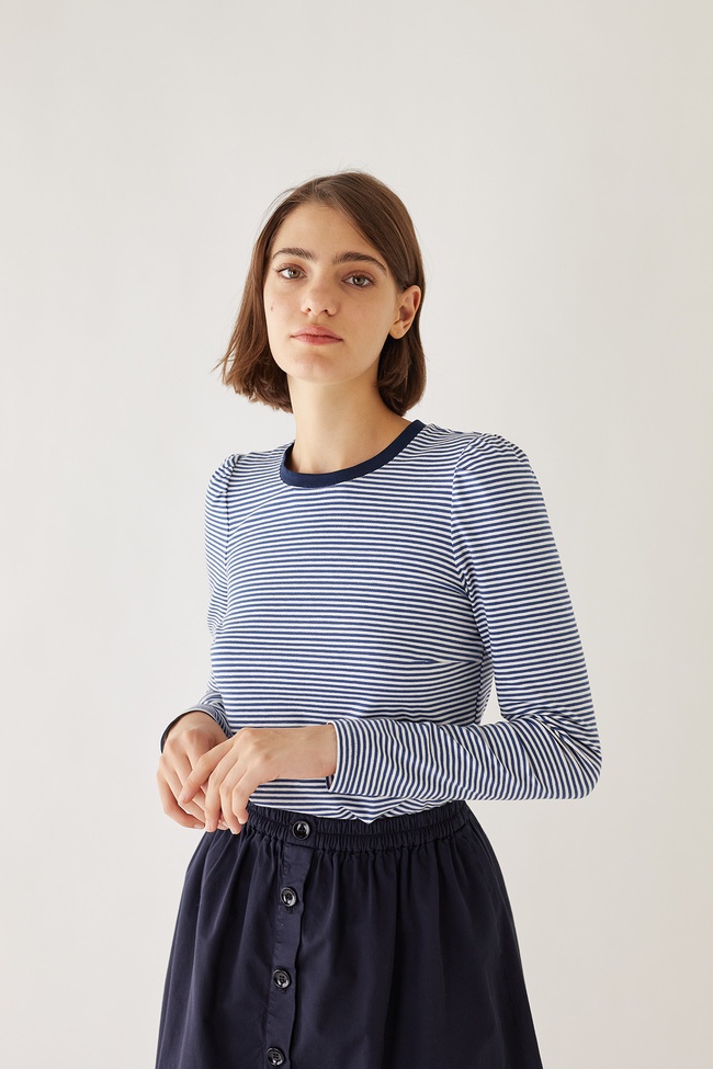Cotton jersey striped tee