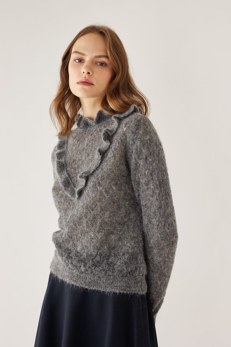 Ruffled openwork knit - Women's Clothing Online Made in Italy