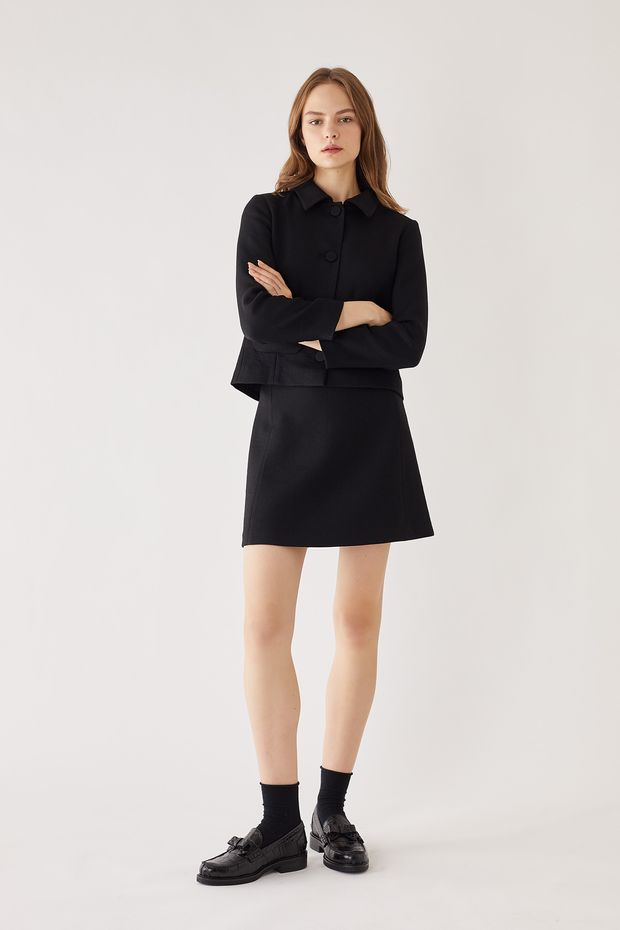 Wool A-line mini skirt