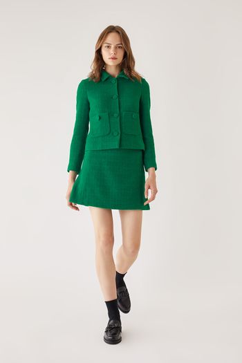 Bouclé wool A-line mini skirt