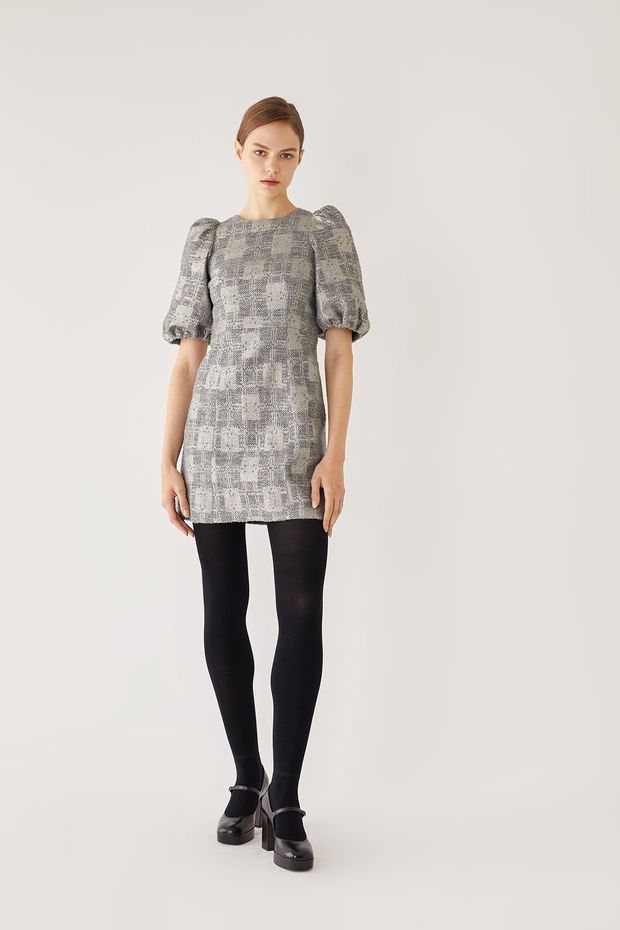 Puff sleeves wool and lurex dress
