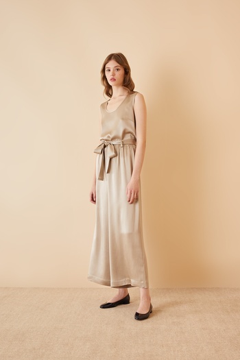 Satin trousers with belt