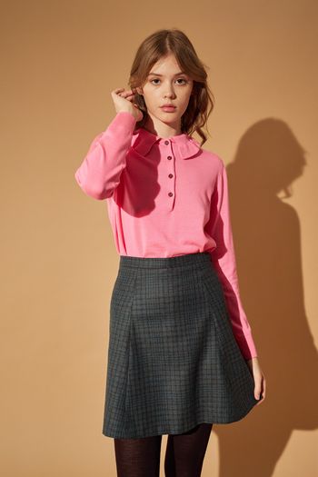 Wool paneled mini skirt

