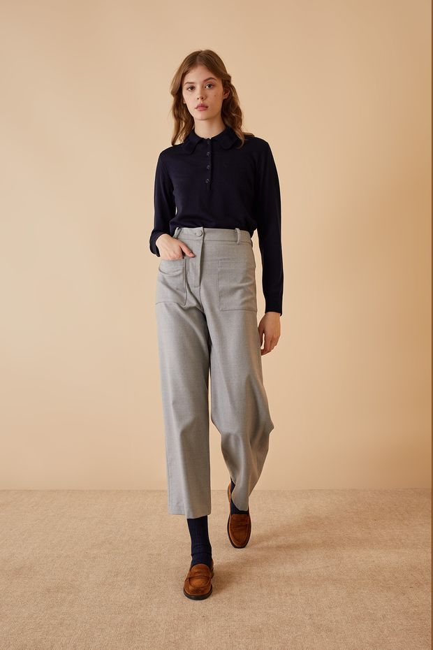Flannel trousers with pockets