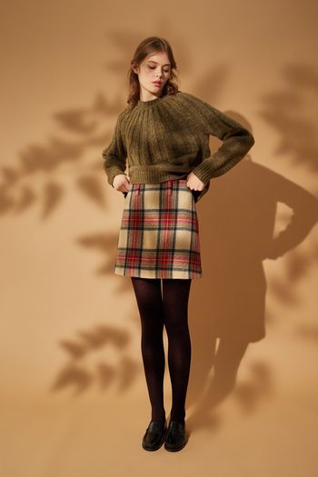 Tartan wool miniskirt