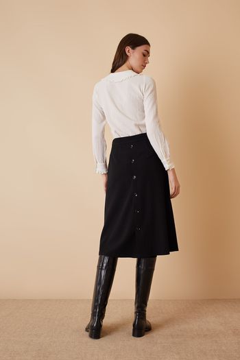 Wool skirt with back faux buttoning