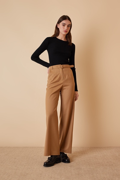 Pure wool pants with matching belt