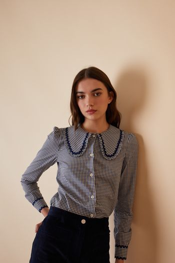 Gingham shirt with contrasting trimming