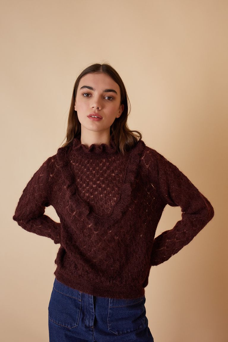 Ruffled openwork knit - Women's Clothing Online Made in Italy