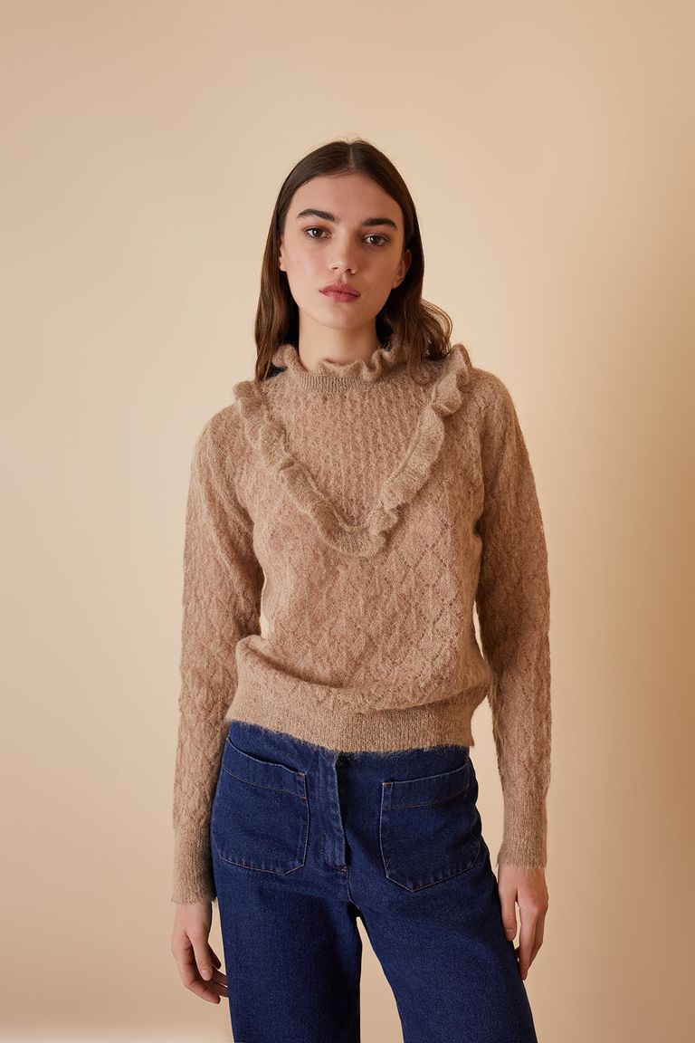 Ruffled openwork knit - Women's Clothing Online Made in Italy