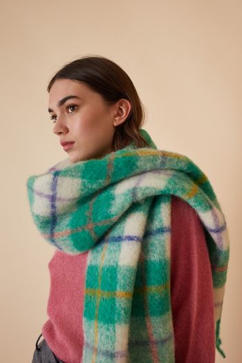 Tartan scarf in alpaca and mohair blend