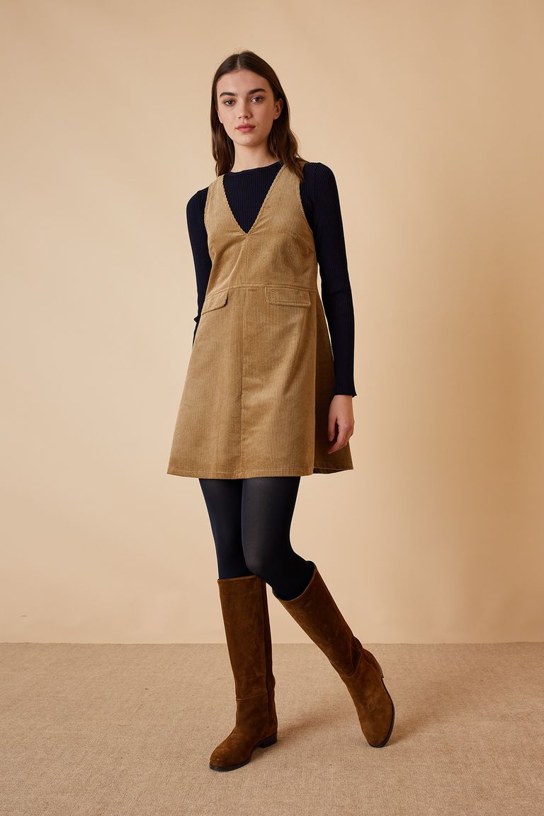 Tan pinafore clearance