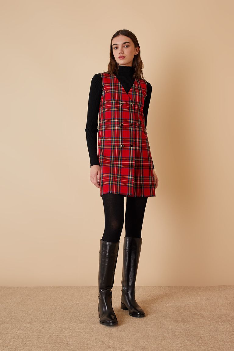 ワンピース double breasted gilet dress Double breasted tartan gilet dress - Women's Clothing Online