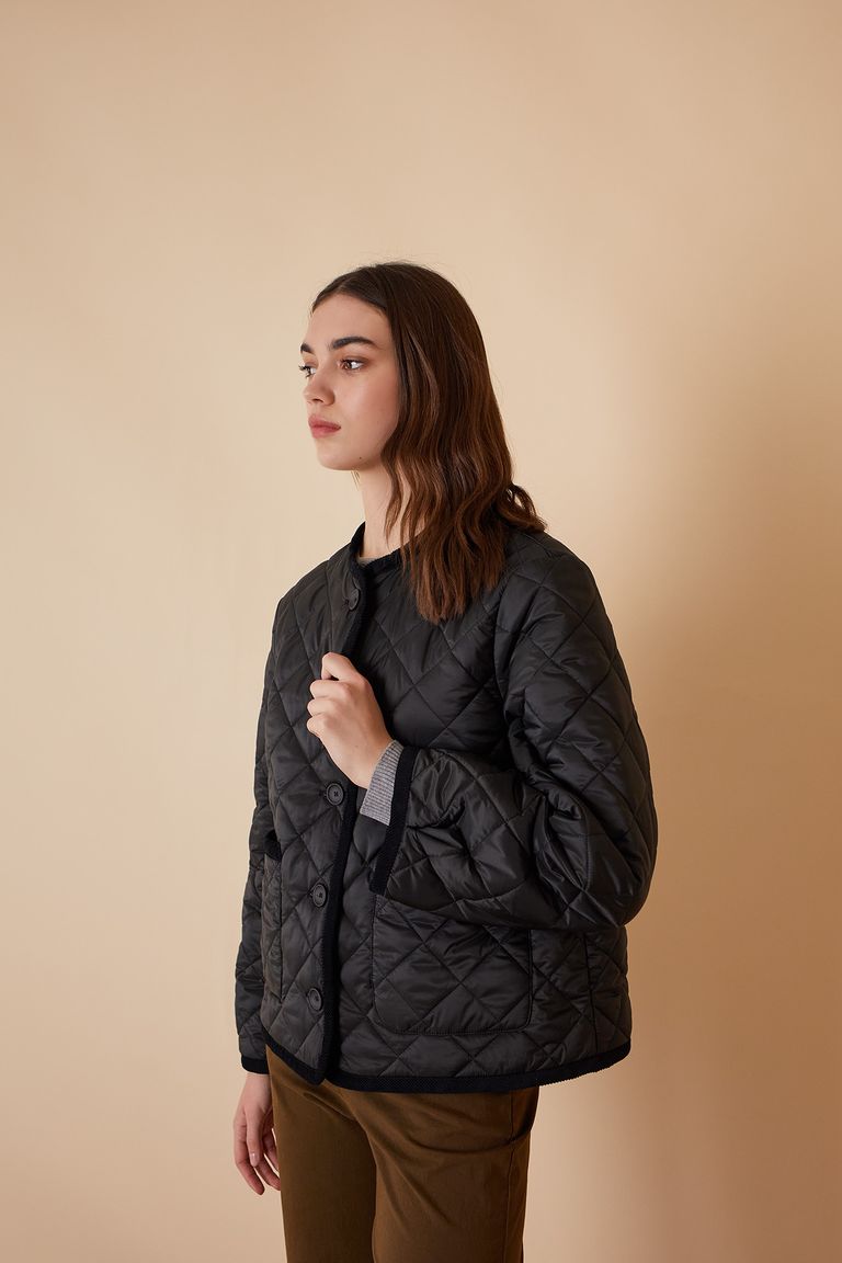 Quilted jacket with detachable collar - Women's Clothing Online