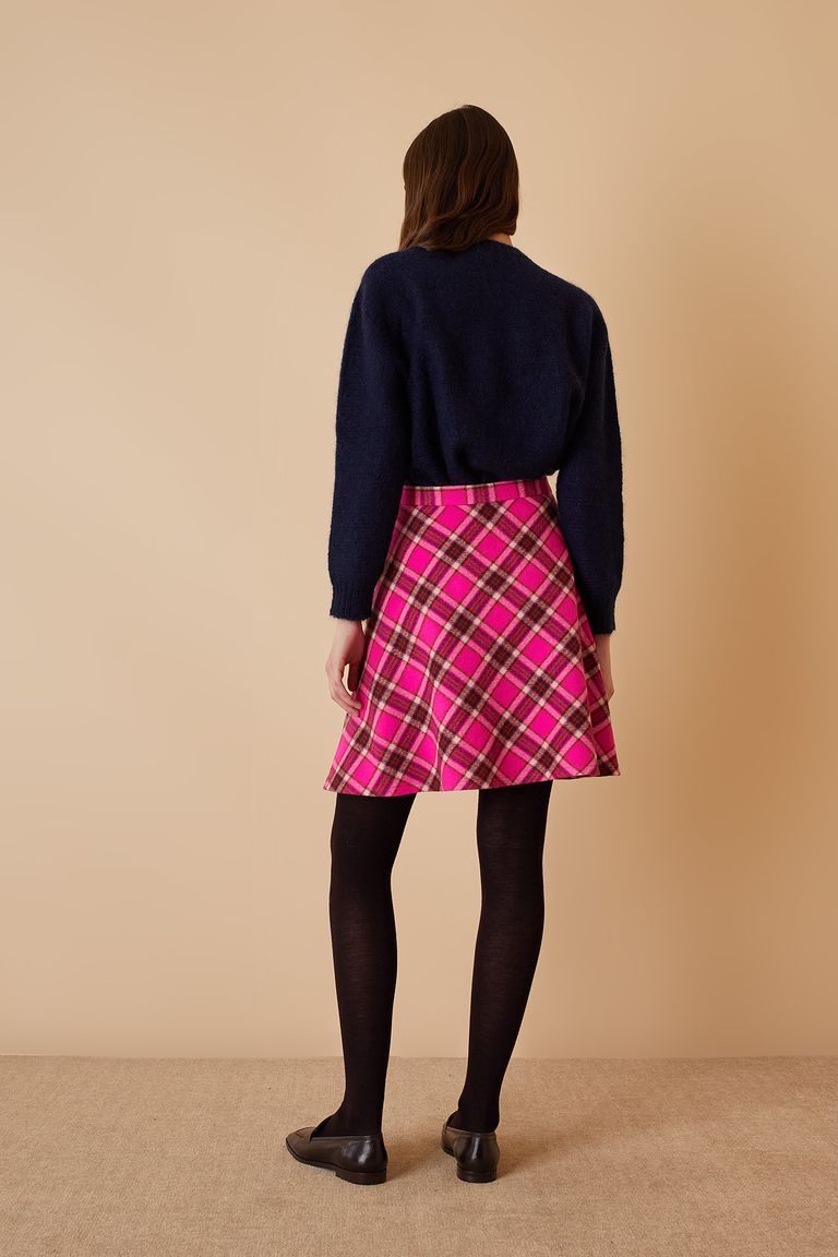 Pink plaid hotsell a line skirt