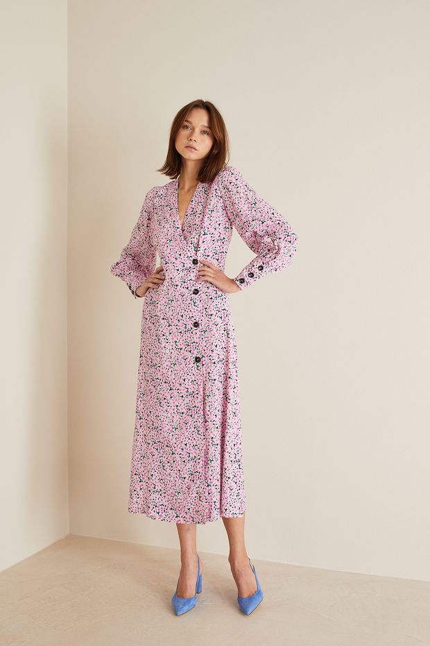 Floral faux-wrap dress