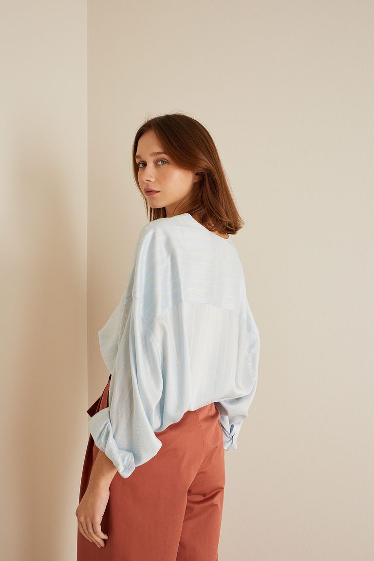 Silk blend striped oversized shirt - Women's Clothing Online Made 
