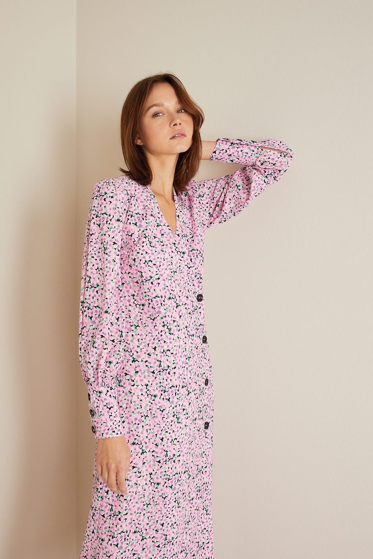 Ganni pink best sale wrap dress