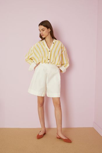 Linen blend bermuda shorts