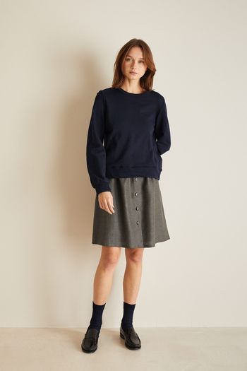 Linen skirt with mock buttoning