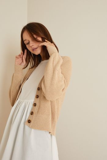 Cob stitch cardi with wide sleeves