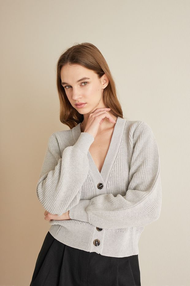 Cob stitch cardi with wide sleeves