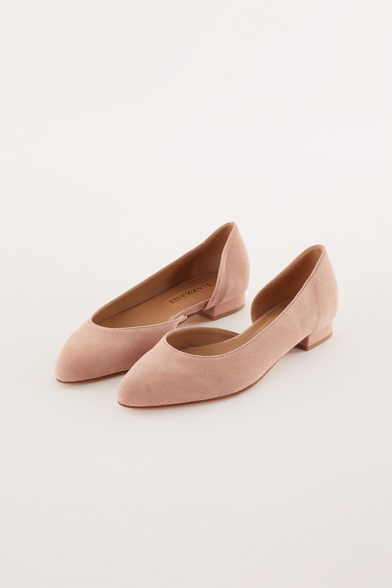 Open side cheap leather flats