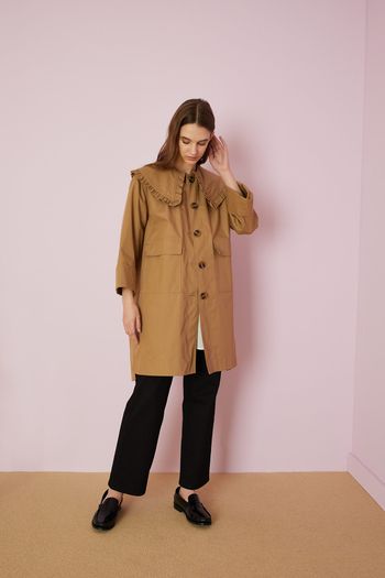 Duster coat with maxi collar