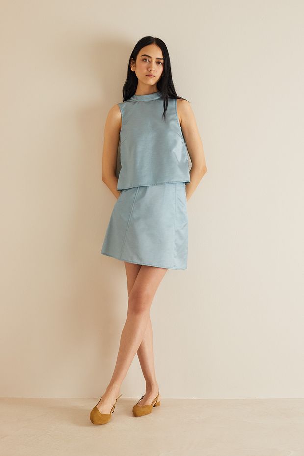 Shantung A-line mini skirt