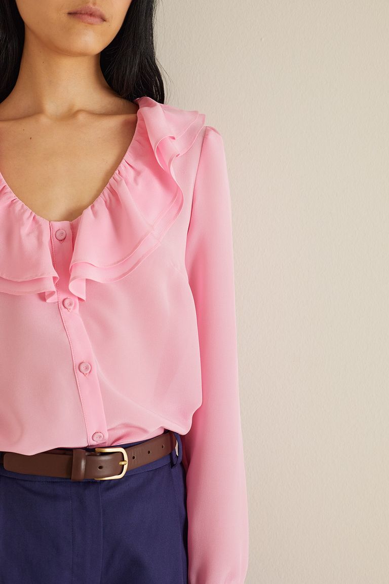 Silk sales ruffle shirt